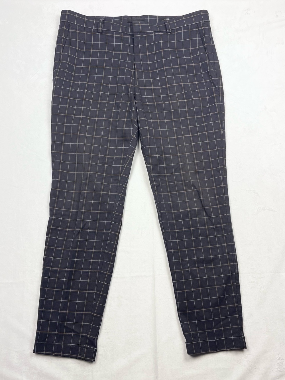 H&M Skinny Fit Windowpane Plaid Dress Pants Size 34